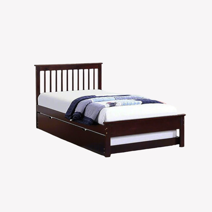 Madeline Classy Platform Bed Frame With Storage Drawers & Pull-Out Trundle - Espresso