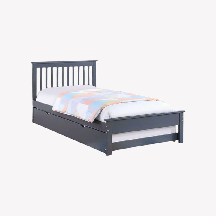 Madeline Classy Platform Bed Frame With Storage Drawers & Pull-Out Trundle - Grey