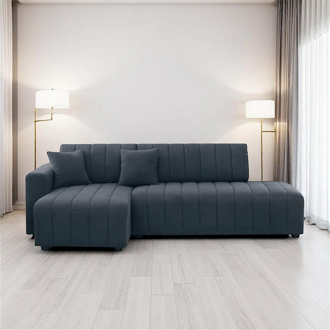 Breck Reversible Sectional Sofa In Wool Upholstery - Dark Grey