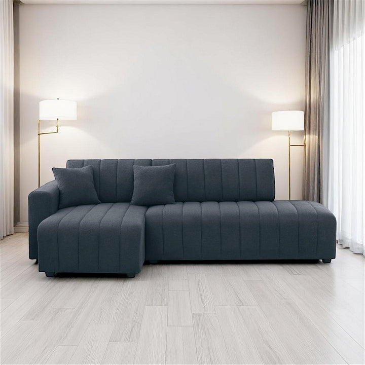 Breck Reversible Sectional Sofa In Wool Upholstery - Dark Grey