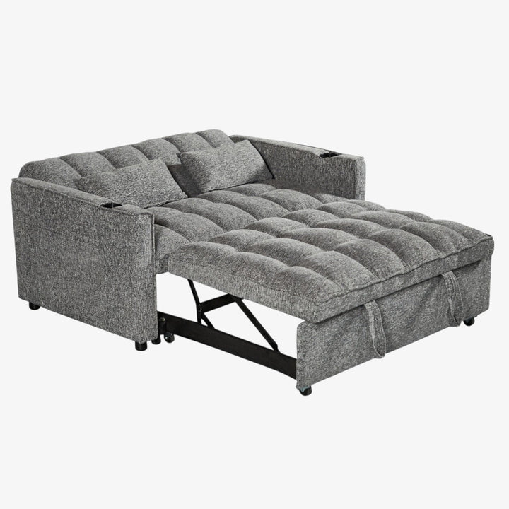 Aspire Fabric Upholstered Sofa Bed With Built-In USB Charging Ports - Grey