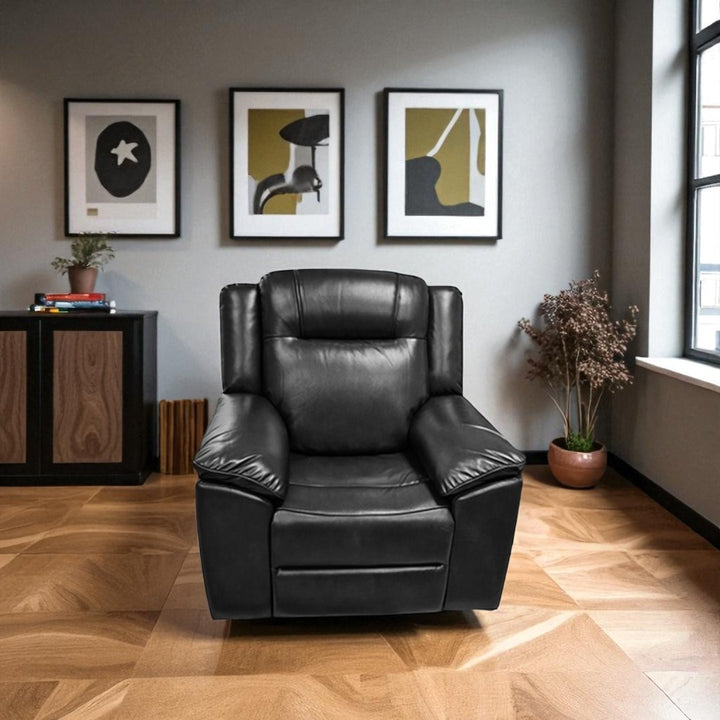 Nestle 2-Piece Power Recliner Set In Leathaire Upholstery - Black
