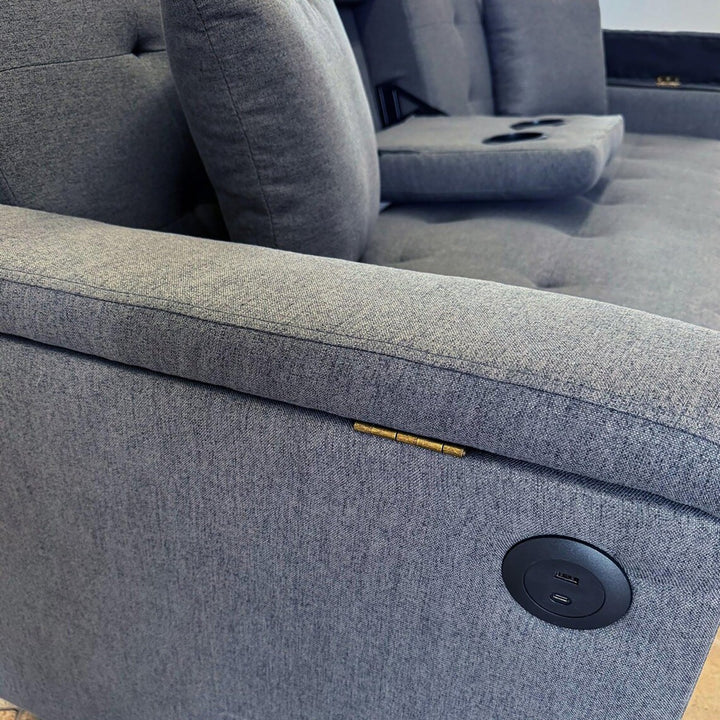 Drizzle Sleeper Sofa With Smart Storage &amp; USB Charging Ports - Grey