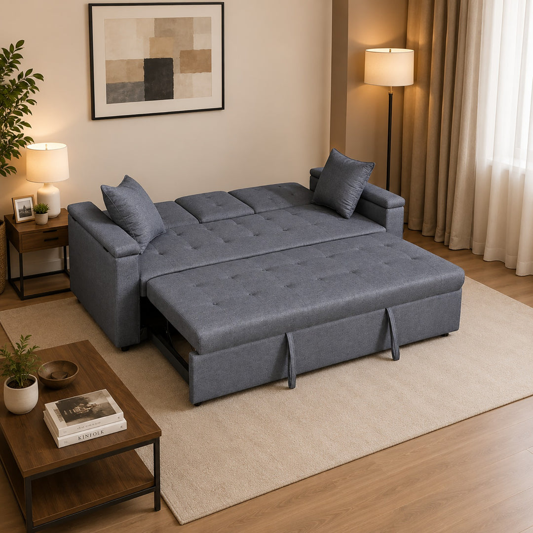 Drizzle Sleeper Sofa With Smart Storage &amp; USB Charging Ports - Grey