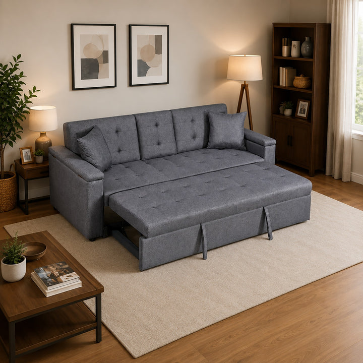 Drizzle Sleeper Sofa With Smart Storage &amp; USB Charging Ports - Grey