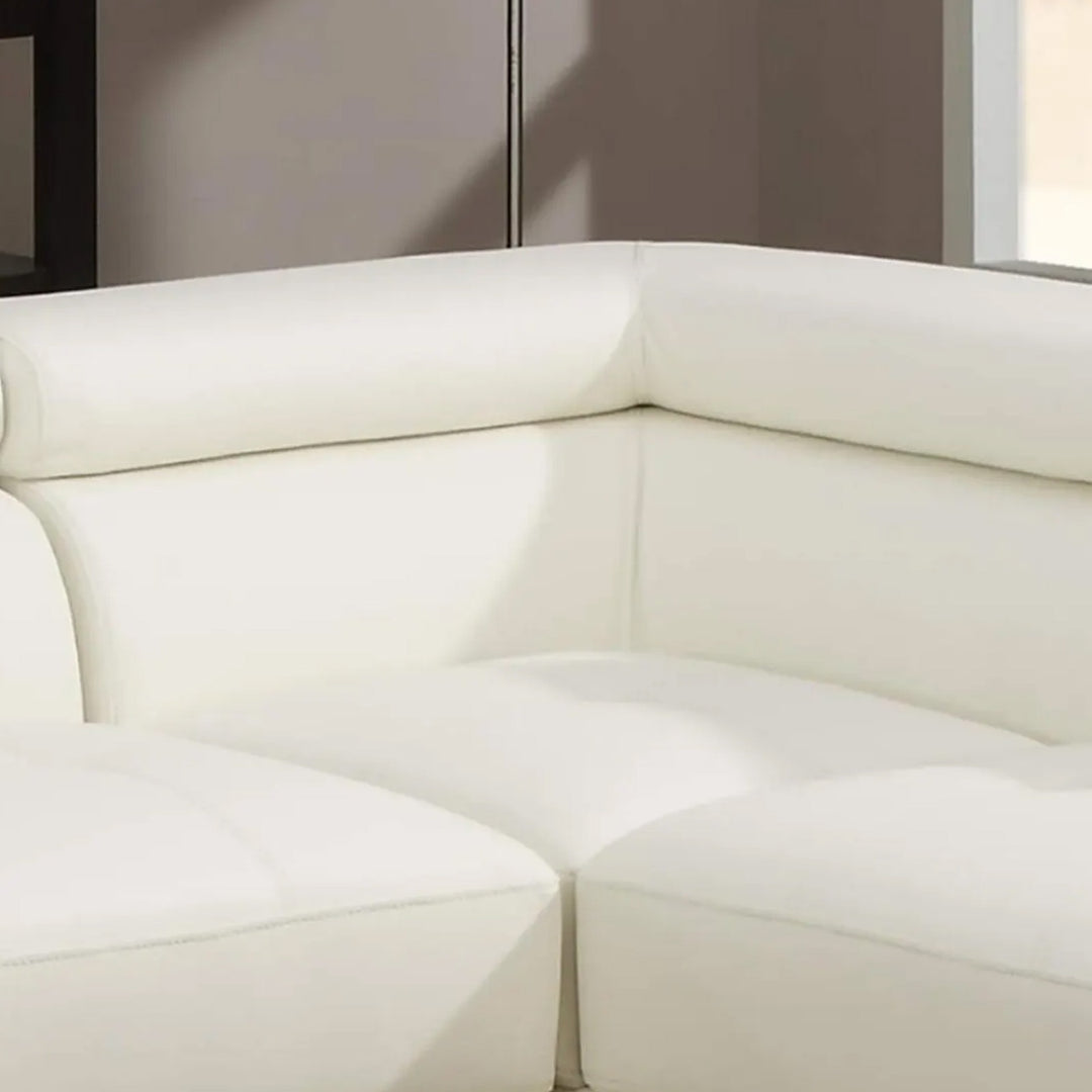 Grayson 3-Seater Sectional Sofa In Leathaire Upholstery - White | Available in LHF/ RHF Configuration