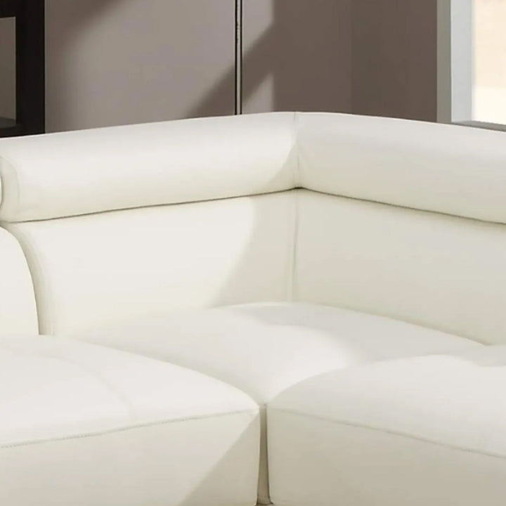 Grayson 3-Seater Sectional Sofa In Leathaire Upholstery - White | Available in LHF/ RHF Configuration