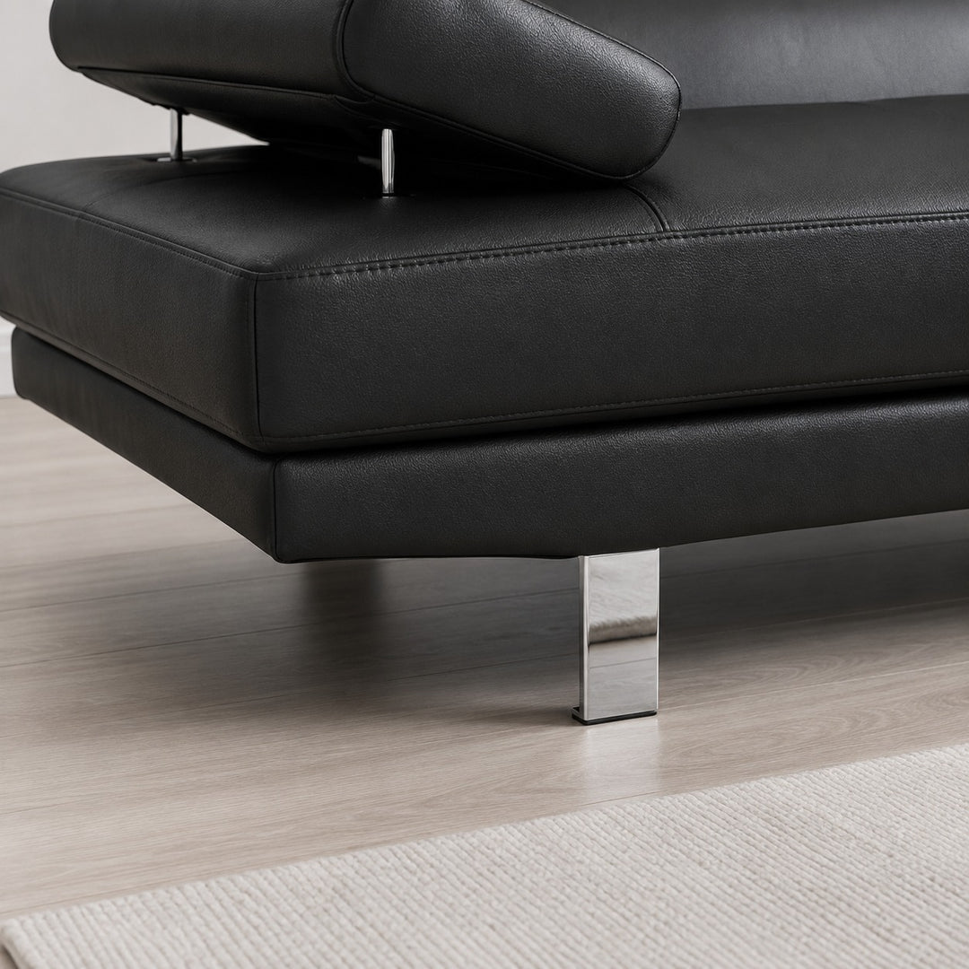 Grayson PU Upholstered Sectional Sofa With Adjustable Headrest - Black | Available In LHF/ RHF Configuration