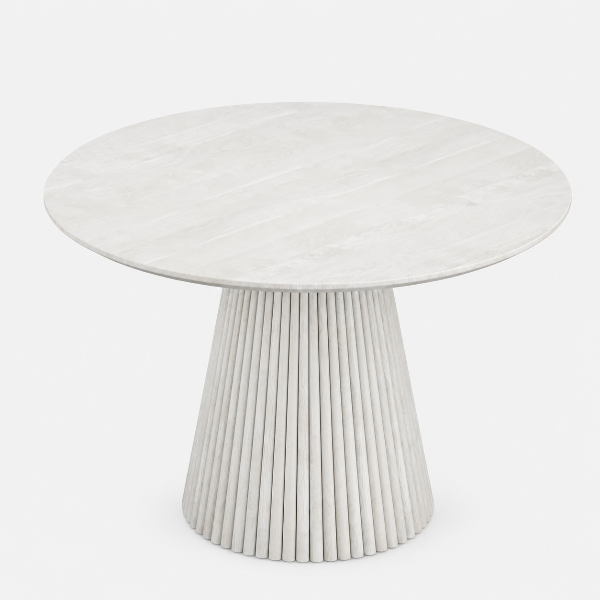 Bunit Solid Wooden White Round Dining Table