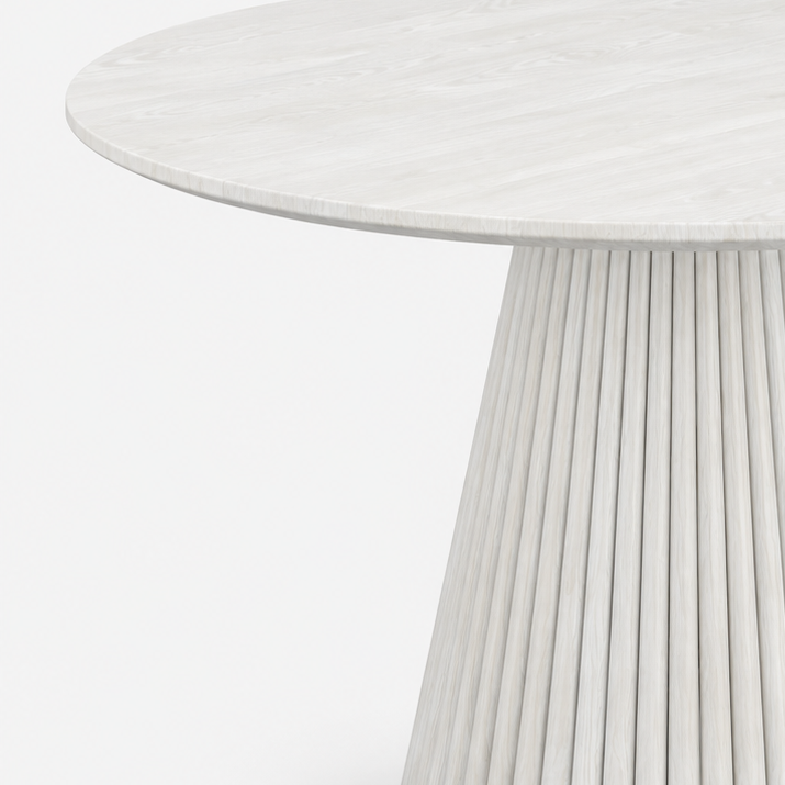 Bunit Solid Wooden White Round Dining Table