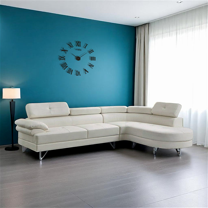 Wisla Sectional Sofa With Faux Leather Upholstery & RHF Chaise - Flourish White