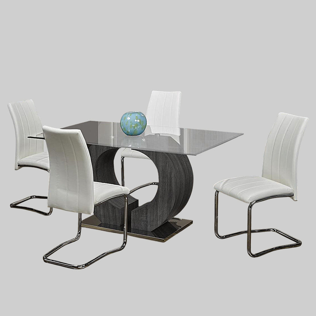 Zeke 5-Piece Timeless Dining Set In Tempting White Finish