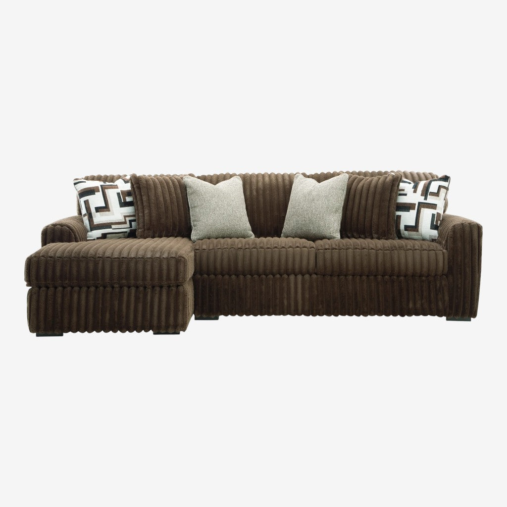 Midnight-madness 2-Piece Fabric Upholstered Sectional Sofa With Chaise - Chocolate - Room Setting