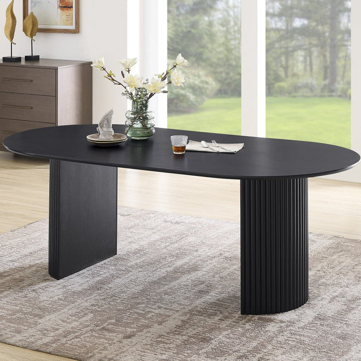 Fizzo Solid Wooden Dining Table With Knife-Edge Tabletop
