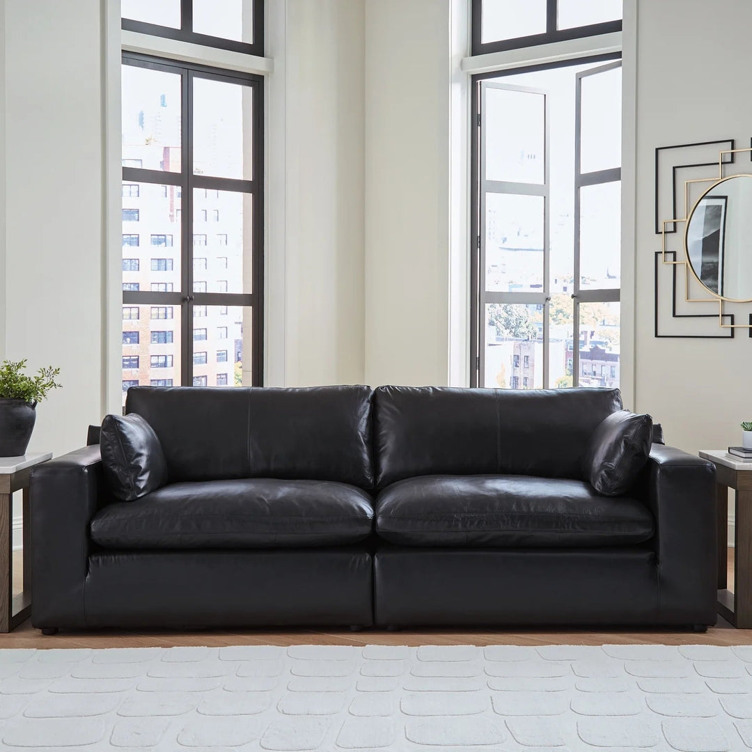 30902S1 Emilia 2-Piece Sectional Loveseat In Leather Upholstery - Black | Signature Design By Ashley