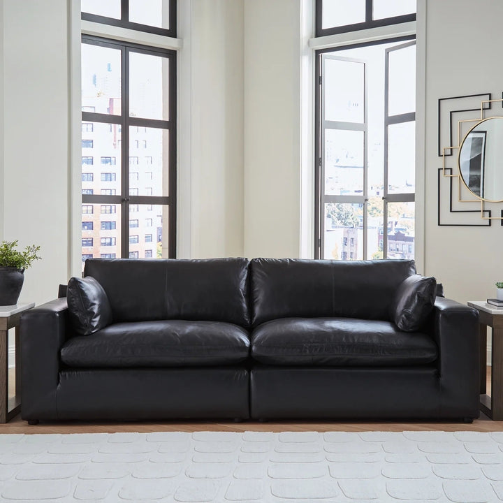 30902S1 Emilia 2-Piece Sectional Loveseat In Leather Upholstery - Black | Signature Design By Ashley