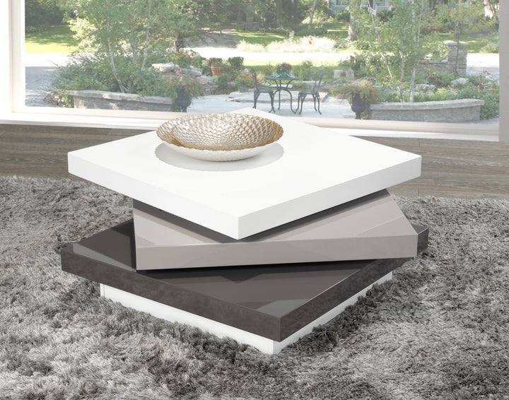 Unique Tri-Tone Layered Coffee Table with Rotating Feature