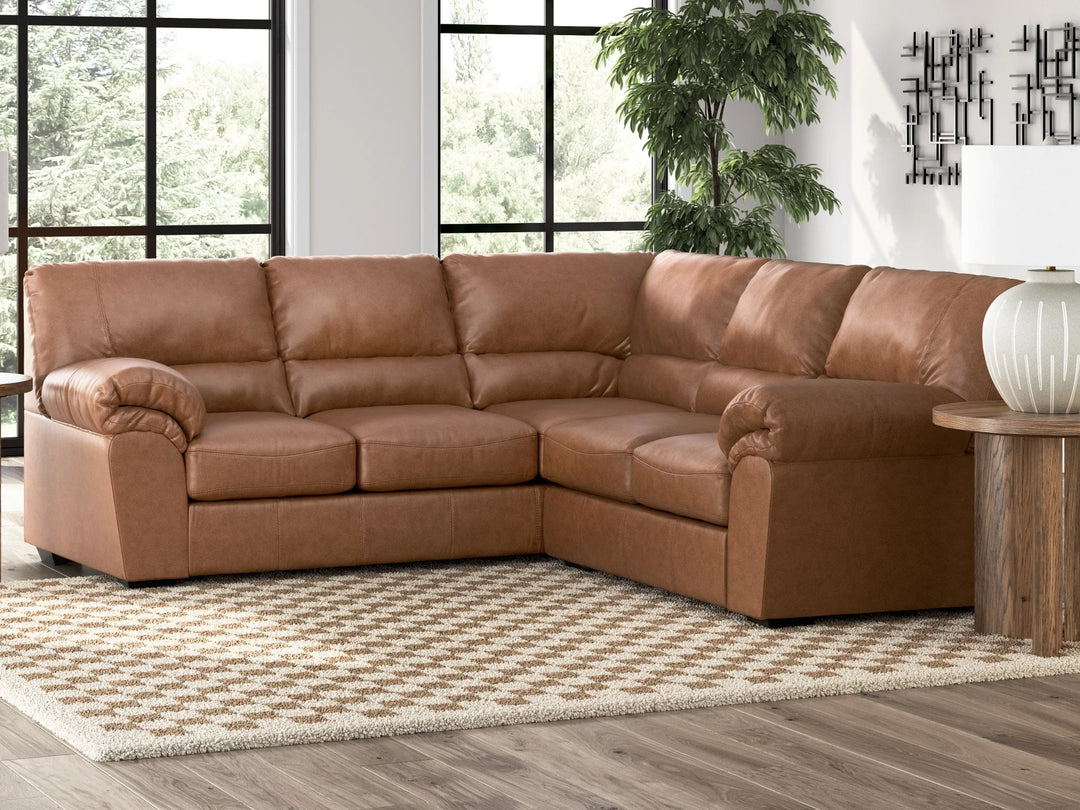 WillowBend 2-Piece Sectional Sofa In Leather Upholstery - Caramel | Signature Design By Ashley