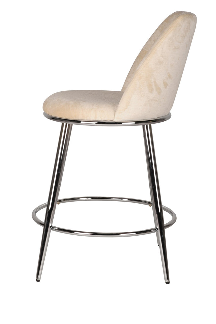 Nova Beige Counter Stool – Set of 2 | Modern Design with Chrome Legs & Footrest