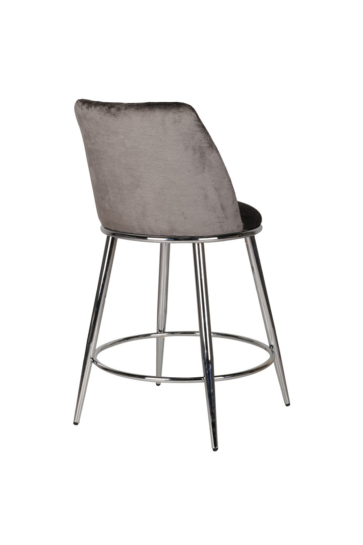 Nova Grey Counter Stool – Set of 2 | Modern Design with Chrome Legs & Footrest