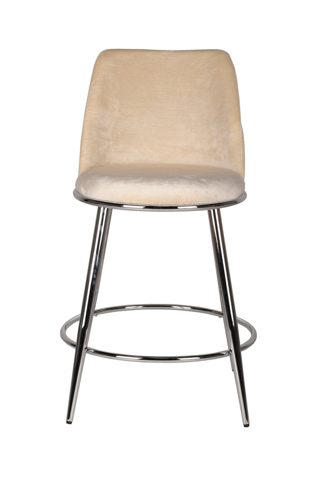 Nova Beige Counter Stool – Set of 2 | Modern Design with Chrome Legs & Footrest