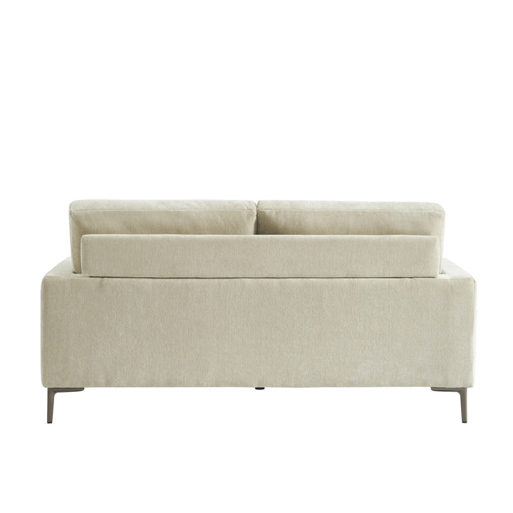Wenda 3-Seater Fabric Upholstered Stationary Couch - Beige