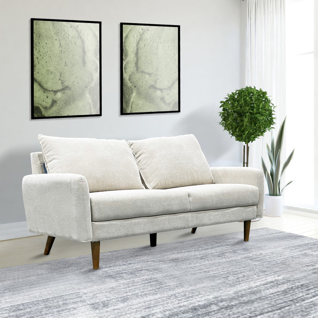 Willey 3-Seater Stationary Sofa In Fabric Upholstery - Beige