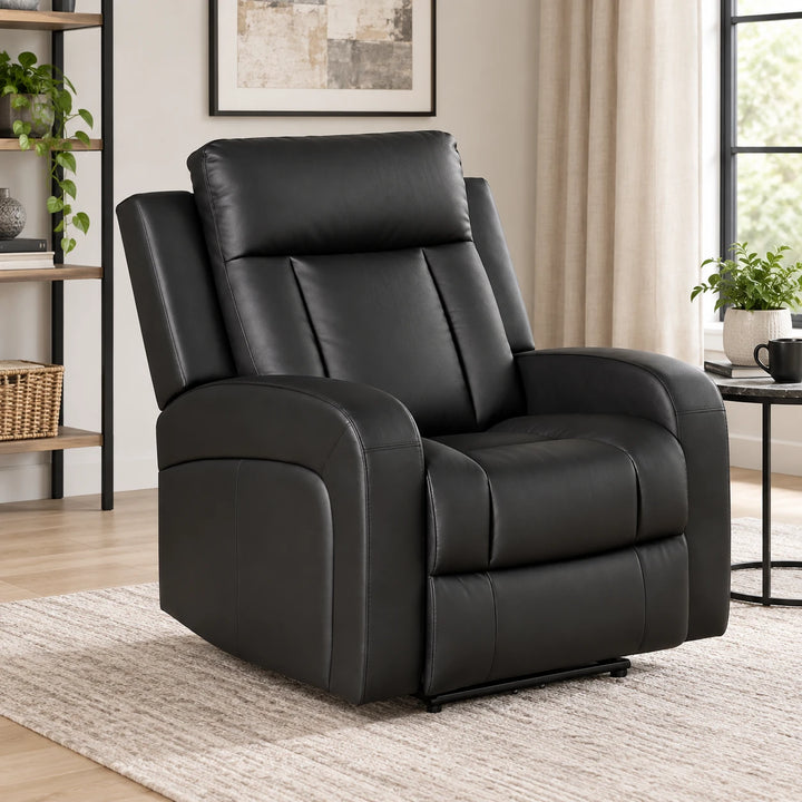 Gary Black Power Recliner Chair In Top Grain Leather