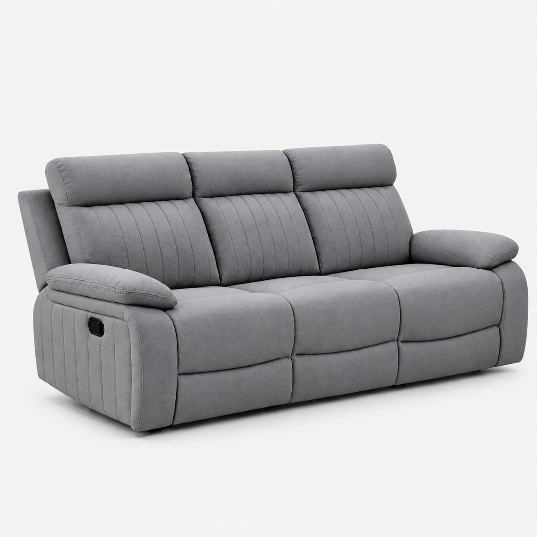 Phantom Grey Manual Recliner Sofa in Fabric Upholstery