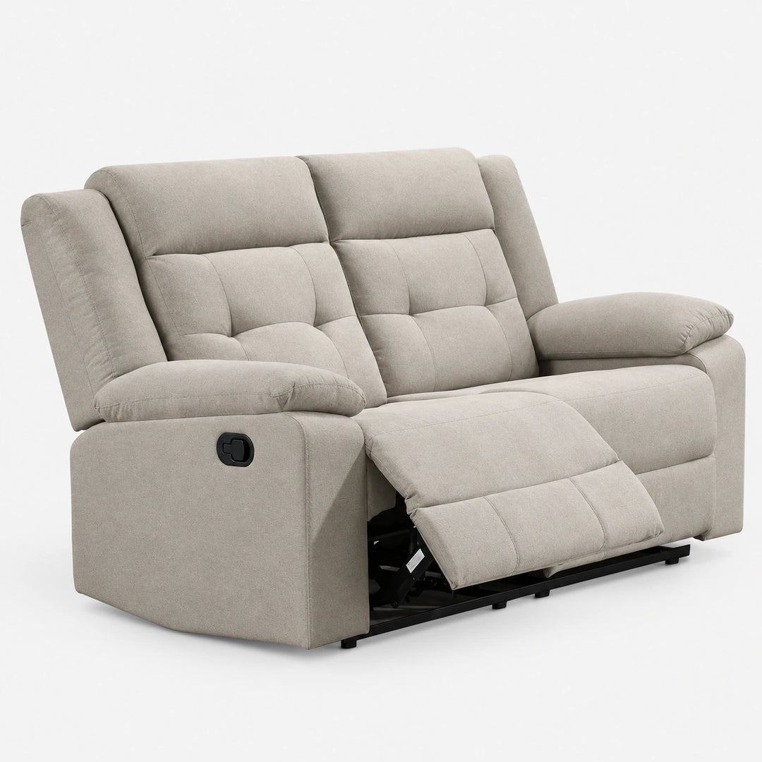 Mason Beige Manual Recliner Loveseat in Fabric Upholstery