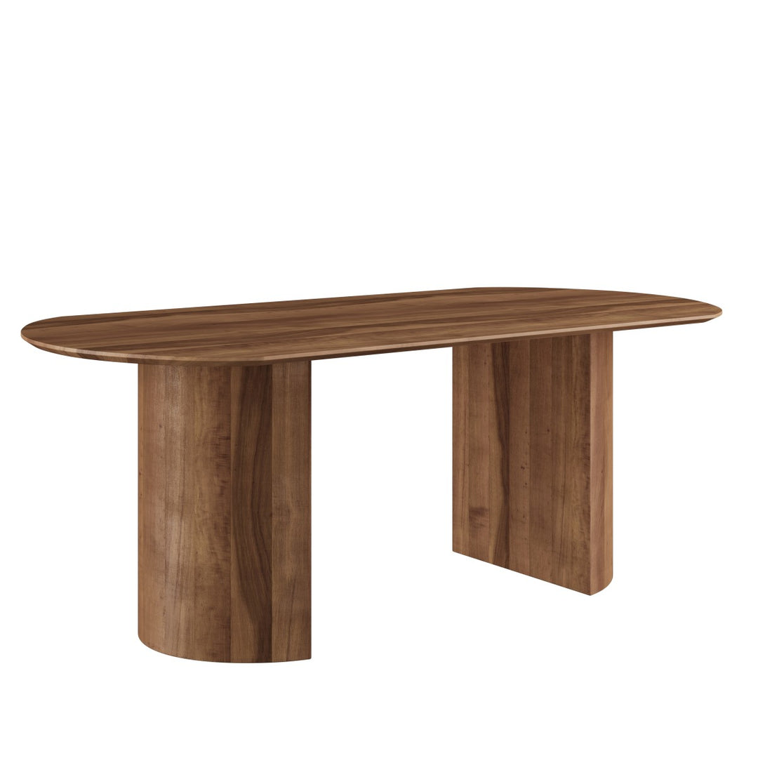 Xario Solid Wooden Light Brown Dining Table With Tapered Tabletop