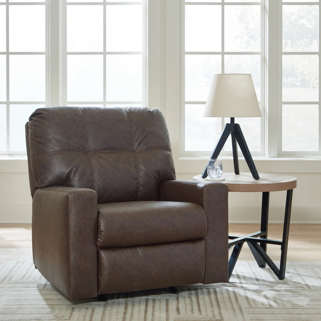 1700325 Barlin Mills Rocker Recliner Chair In Leather Upholstery - Umber | Benchcraft By Ashley