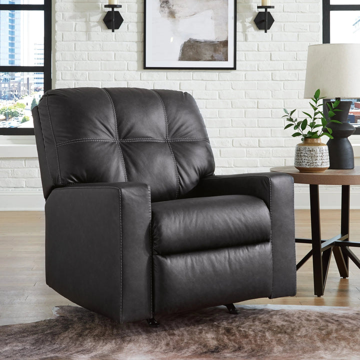 1700425 Barlin Mills Rocker Recliner Chair In Leather Upholstery - Carbon | Benchcraft By Ashley