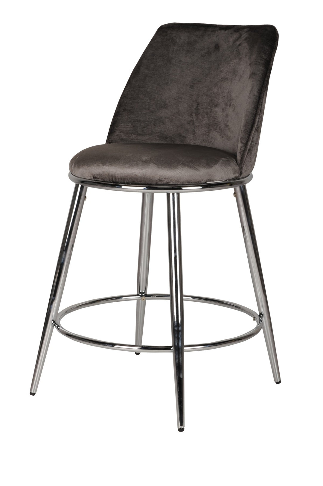 Nova Grey Counter Stool – Set of 2 | Modern Design with Chrome Legs & Footrest
