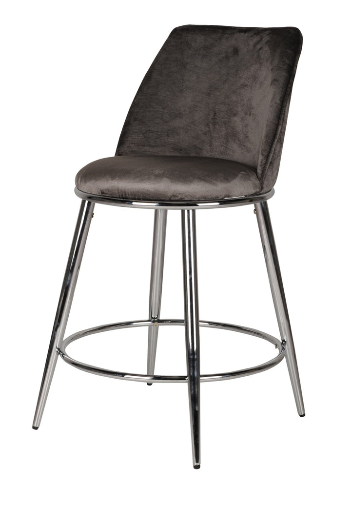 Nova Grey Counter Stool – Set of 2 | Modern Design with Chrome Legs & Footrest