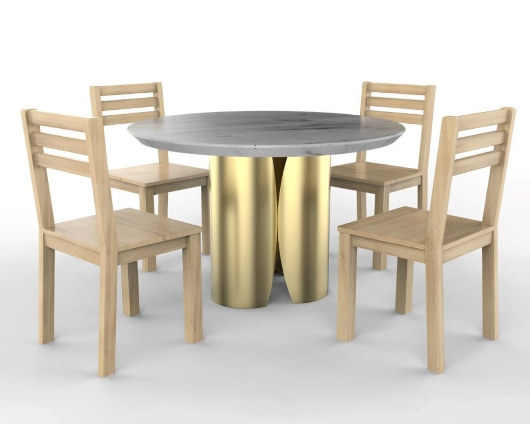 Hence Metal Base Gold Round Dining Table