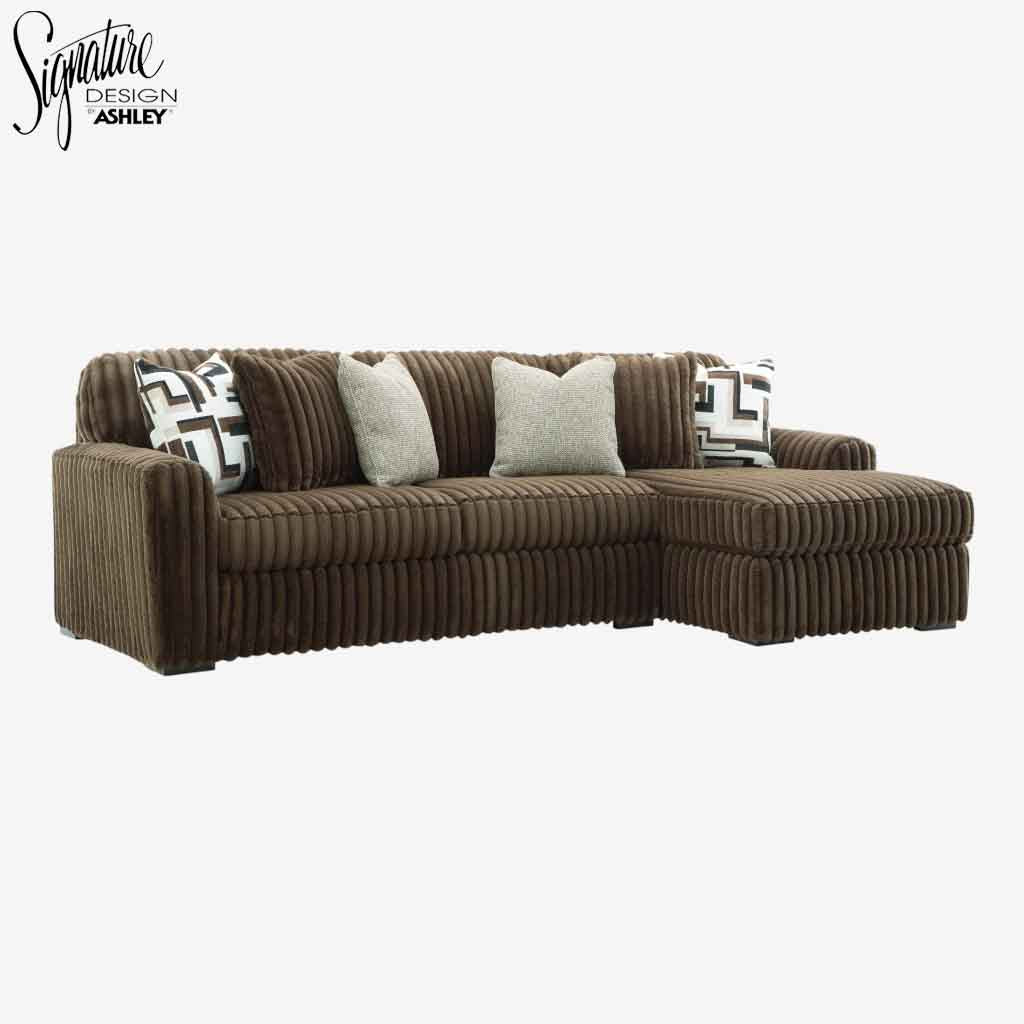 Midnight-madness 2-Piece Fabric Upholstered Sectional Sofa With Chaise - Chocolate - Front View