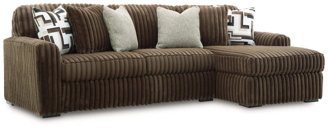 Midnight-madness 2-Piece Fabric Upholstered Sectional Sofa With Chaise - Chocolate | Signature Design By Ashley