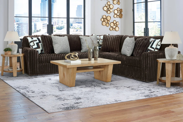 98104S6 Midnight-madness 3-Piece Sectional Sofa In Fabric Upholstery - Chocolate | Signature Design By Ashley