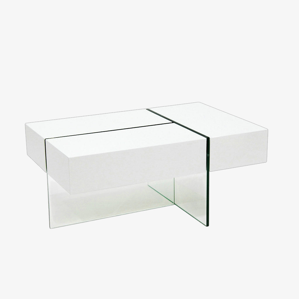 Caffora Coffee Table with Three-Sided Storage - White