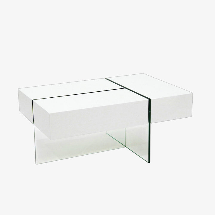 Caffora Coffee Table with Three-Sided Storage - White