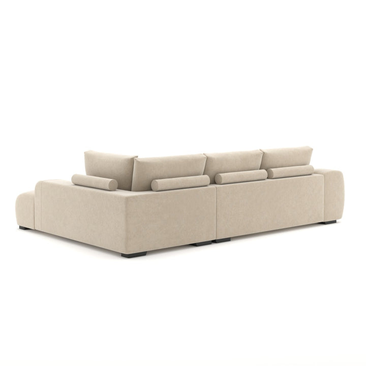 Simon Beige L-Shaped Sectional Sofa In Fabric Upholstery | Available In RHF/ LHF Configuration