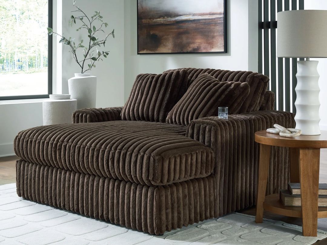 9810415 Midnight-madness Oversized Chaise In Fabric Upholstery - Chocolate | Signature Design By Ashley