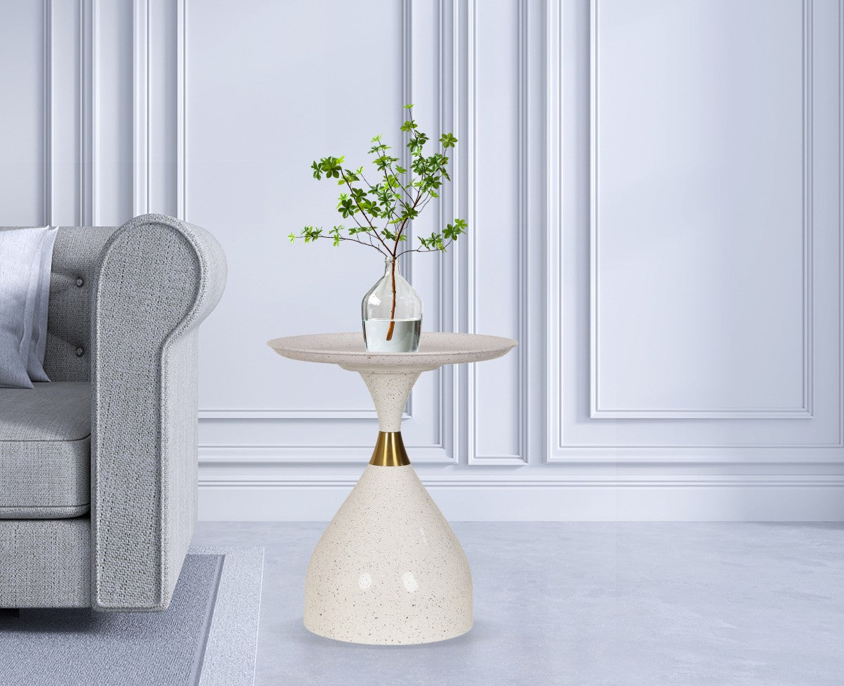 Verve Stylish Sim Profile Accent Table In White Finish - Close-Up Detail