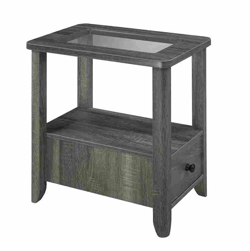 Versatile Grey Accent Table with Glass Top - Stylish and Functional