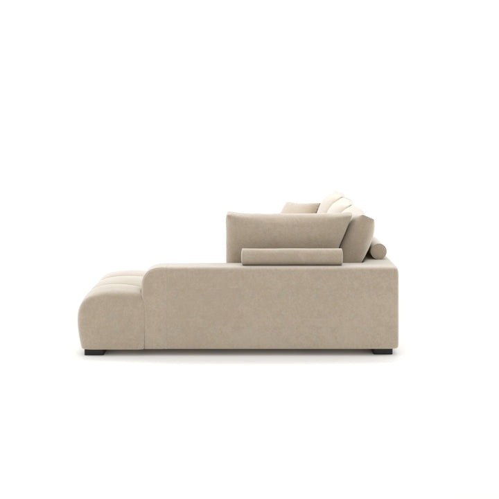 Simon Beige L-Shaped Sectional Sofa In Fabric Upholstery | Available In RHF/ LHF Configuration