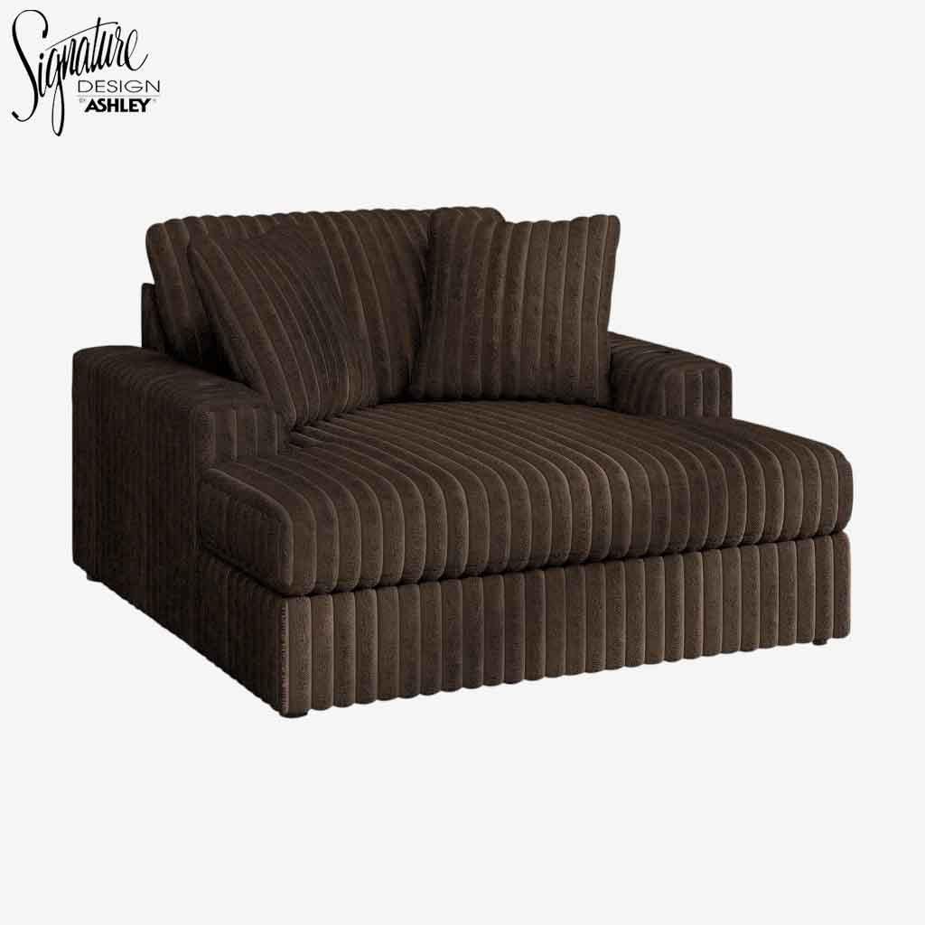 Midnight-madness Oversized Chaise In Fabric Upholstery - Chocolate - Front View