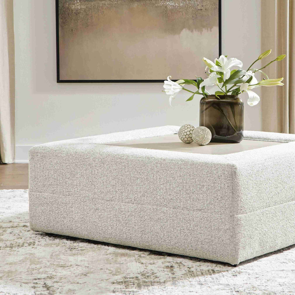PC6600408 Ashbourne Estate Oversized Accent Ottoman In Fabric Upholstery - Snowstone | Signature Design By Ashley