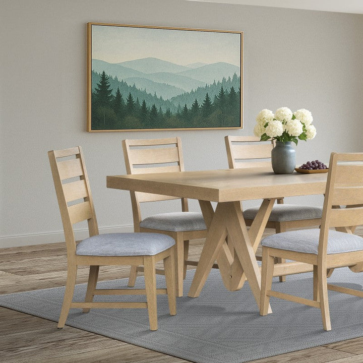 Zidane 7-Piece Natural Dining Table Set With Extension Leaf