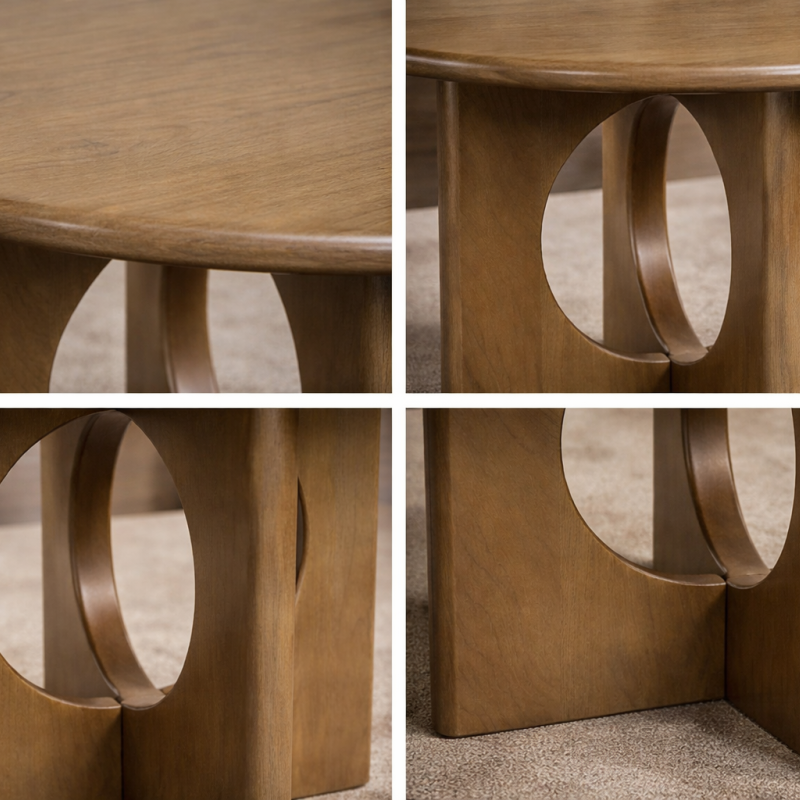 Suvent Solid Wooden Natural Oak Round Dining Table
